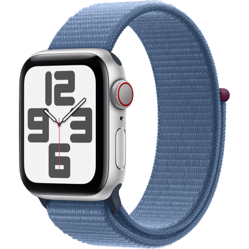 Apple Watch SE GPS + eSIM (Cellular) 40mm (2023) niebieski pasek front lewy obrot