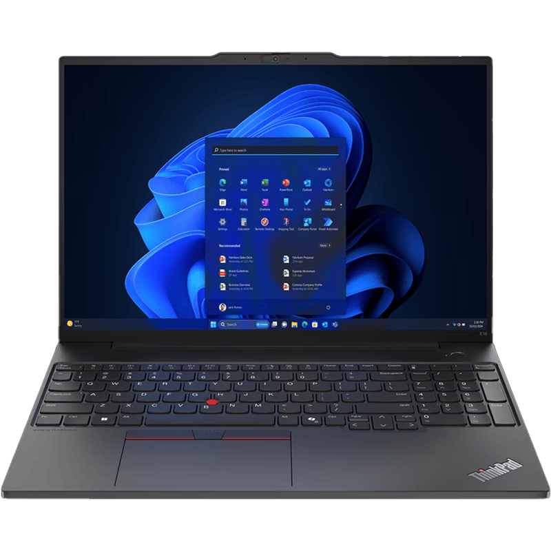 Laptop Lenovo ThinkPad E16 G2 (Intel Core Ultra 5 125U, 16,0″, 16 GB RAM, 512 GB SSD, Windows 11 Professional) czarny front