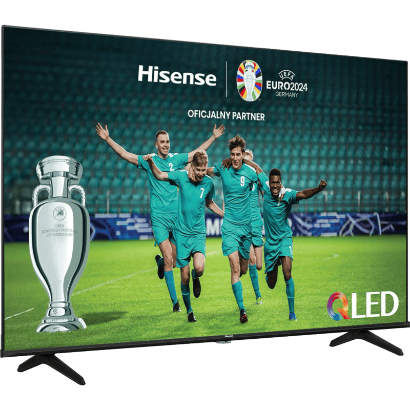 Telewizor Hisense 55″ QLED 55E7NQ czarny front lewy obrót