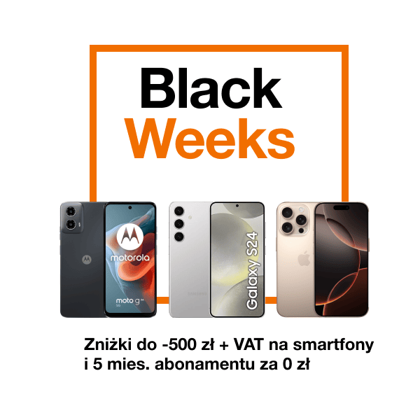 <font color="ff7900">Black Weeks dla Firm:</font> 5 mies. abonamentu za&nbsp;0&nbsp;zł i&nbsp;do&nbsp;500&nbsp;zł +&nbsp;VAT zniżki na&nbsp;smartfon