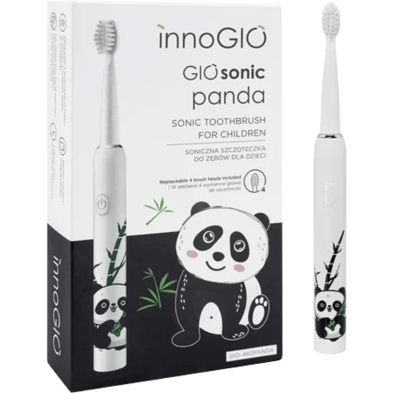 INNOGIO soniczna szczoteczka Giosonic Panda biała front z pudełkiem