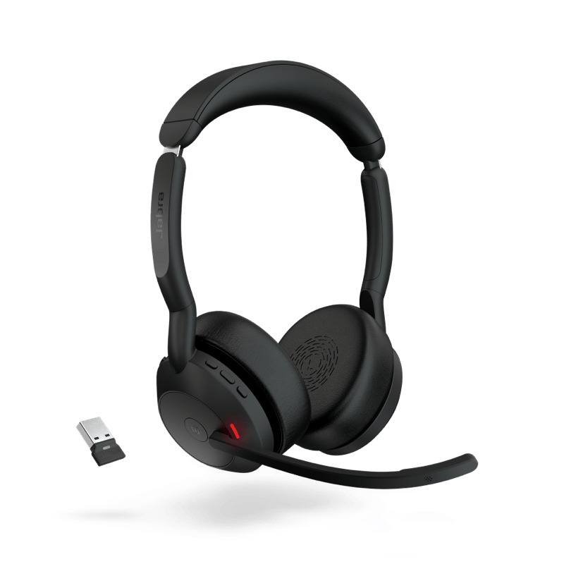 Bezprzewodowe słuchawki Jabra Evolve2 55, MS Teams czarne front prawy obrót