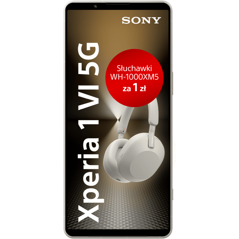 Sony Xperia 1 VI 5G 12/256GB srebrny + słuch. WH-1000XM5