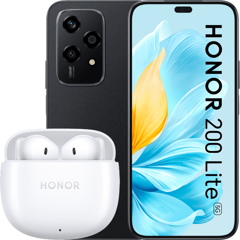 HONOR 200 Lite 5G 8/256GB+EARBUDS X6 czarny front
