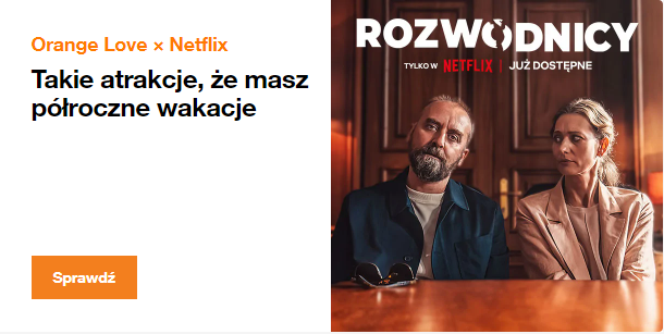 baner promujący promocję na dostęp do Netflix w Orange