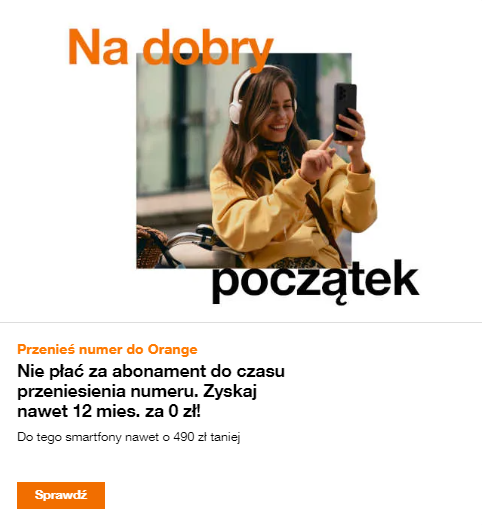 baner z promocją dla przenoszących numer do Orange