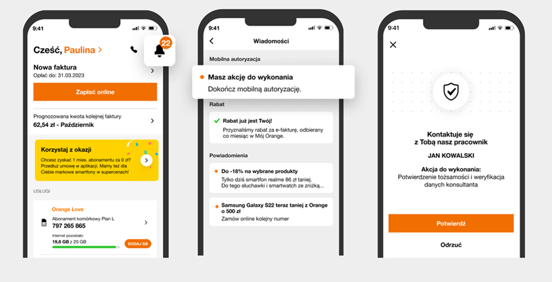 screen z aplikacji Mój Orange