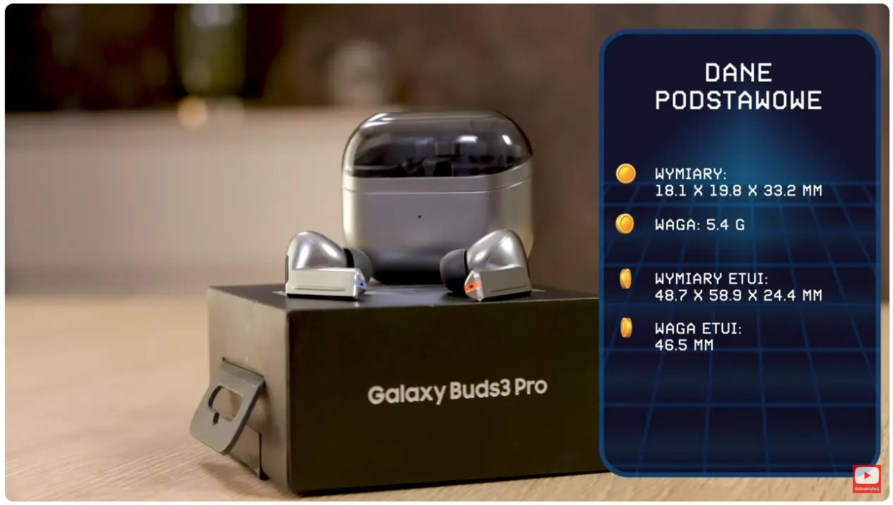 specyfikacja słuchawek Samsung Galaxy Buds 3 Pro