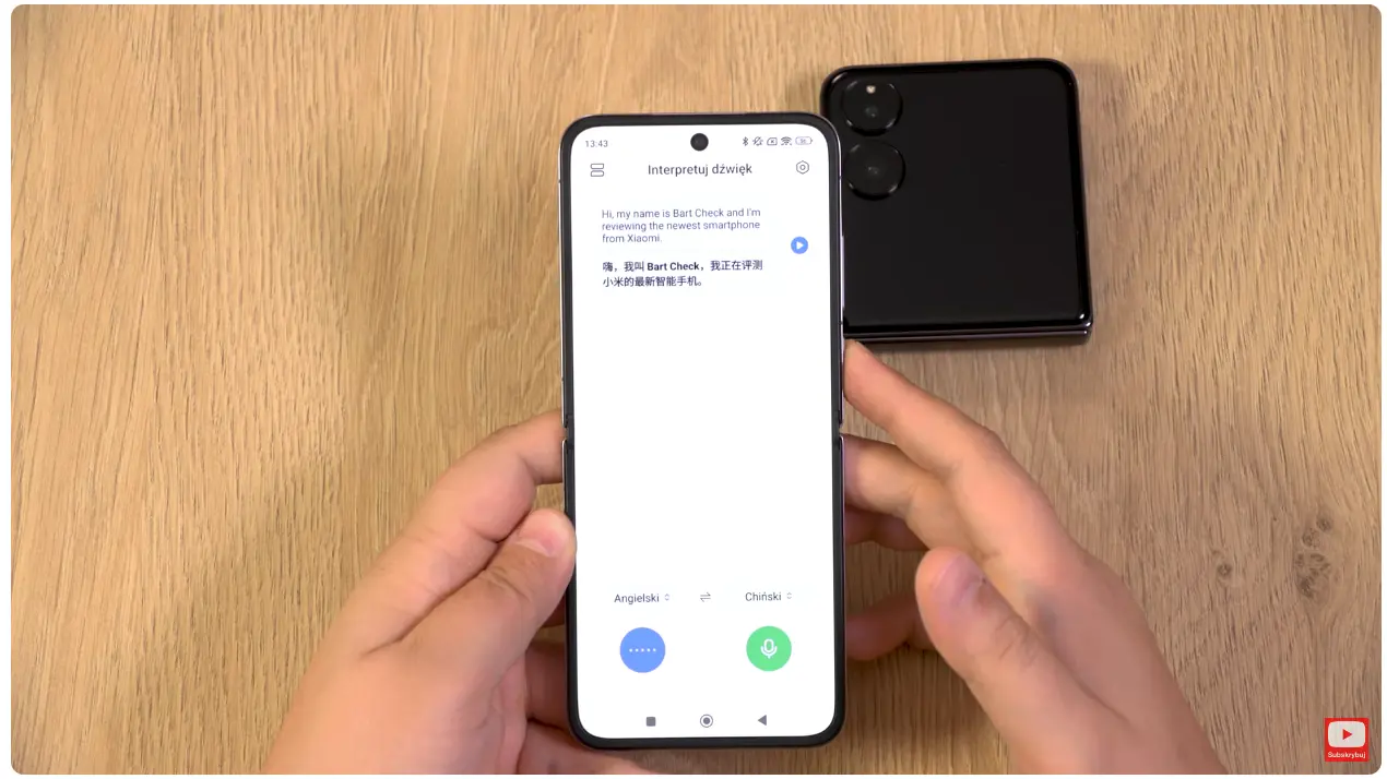 tłumacz języków w Xiaomi Mix Flip