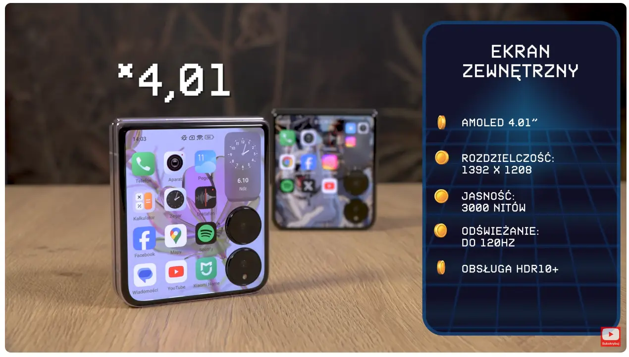 parametry zewnętrznego ekranu Xiaomi Mix Flip