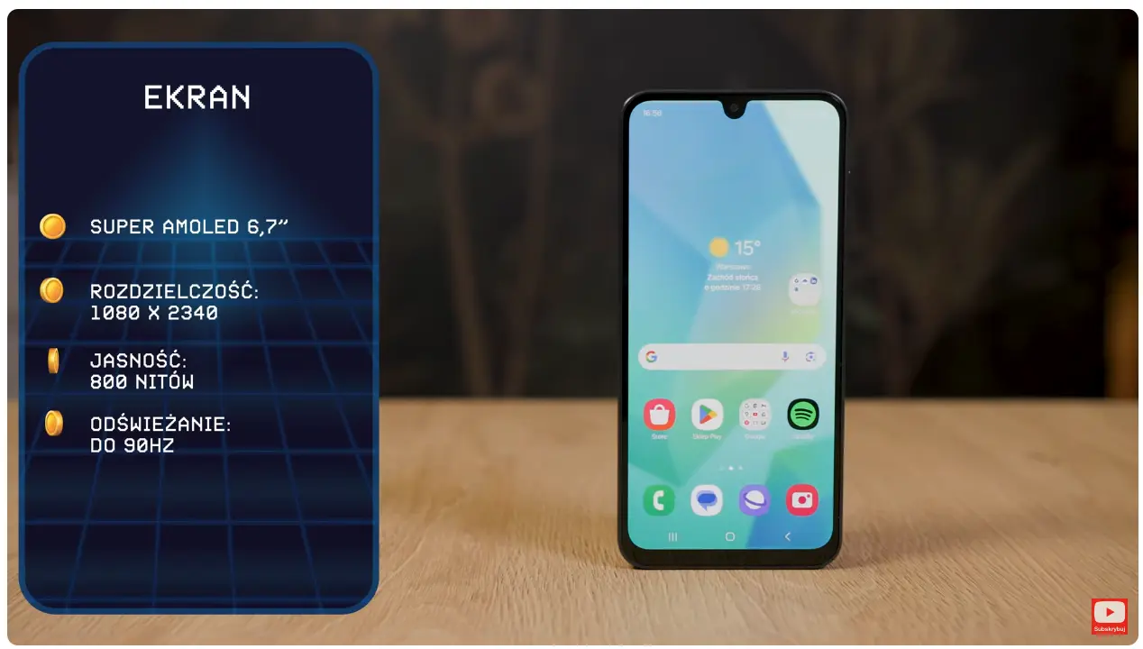 specyfikacja ekranu Samsunga Galaxy A16